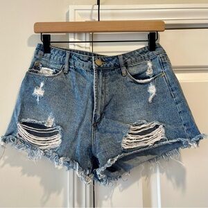 Articles of Society Distressed Cutoff Denim Medium Blue Shorts Women’s Size 27